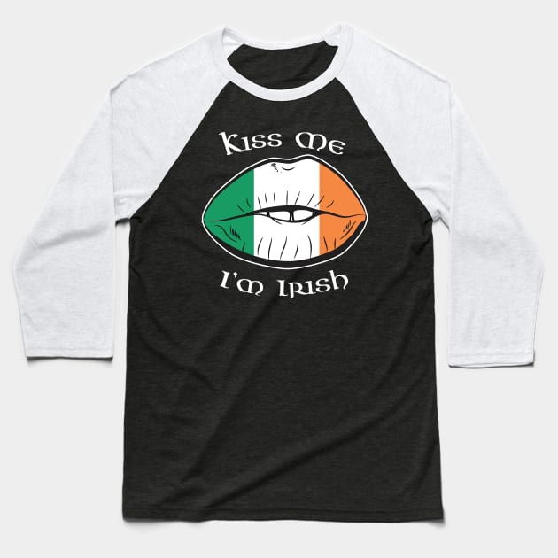 Kiss Me I'm Irish Lips St Patricks Day Baseball T-Shirt by atomguy